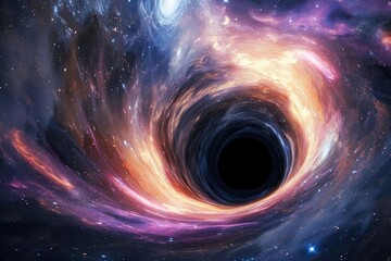 Wall Mural - black hole absorbing light star fields in the background