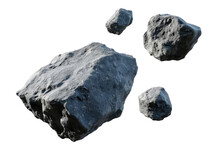 Asteroids Swarm Of Boulders Or Stone Meteorite Isolated On Transparent Png Background, Flying Rock In The Space.