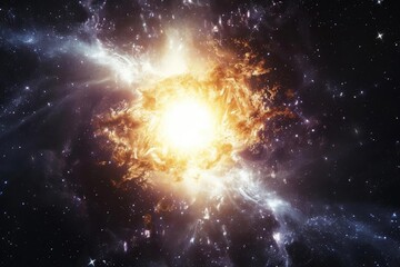 Wall Mural - bright supernova explosion in distant galaxy