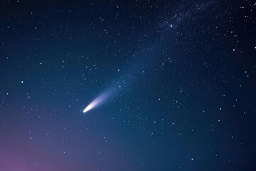Canvas Print - Comet streaking across the night sky with a glowing tail