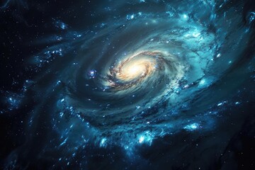 Wall Mural - Majestic spiral galaxy glowing in deep space Nebulae and star clusters surrounding