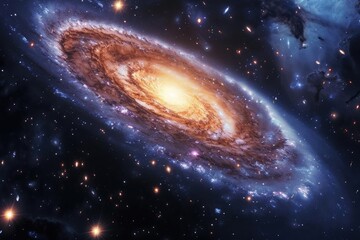 Wall Mural - Majestic spiral galaxy glowing in deep space Nebulae and star clusters surrounding