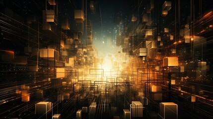 Wall Mural - Dreamlike fusion: abstract digital backdrop with vibrant colors and geometric patterns for creative projects