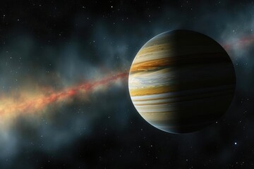 Canvas Print - Satellite orbiting a colorful gas giant planet