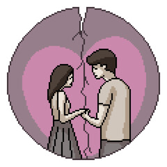 Canvas Print - pixel art couple break up