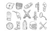 motorcycle spare parts handdrawn collection