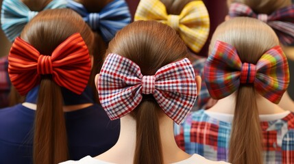 Wall Mural - Yarn-wrapped hair bows, adding a playful touch to your hairstyle