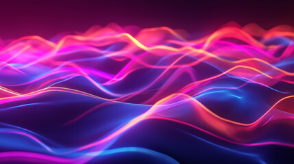 Wall Mural - neon holographic wave abstract background.