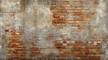 Faded Brick Wall With Water Stains, Depicting The Marks Left By Rain And The Passing Of Time.