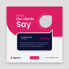 Wall Mural - customer feedback testimonial web banner ui ux design and social media post square template