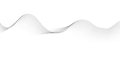 Wall Mural - abstract halftone flowing dots wave curved lines, frequency sound, technology curve dots lines. digi