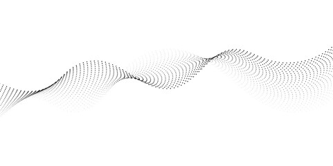 Wall Mural - abstract halftone flowing dots wave curved lines, frequency sound, technology curve dots lines. digi
