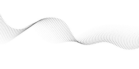 Wall Mural - halftone flowing wavy gradient dots shape isolated on transparent background. digital future technol