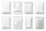 Fototapeta  - collection of various white bag package template on white background.