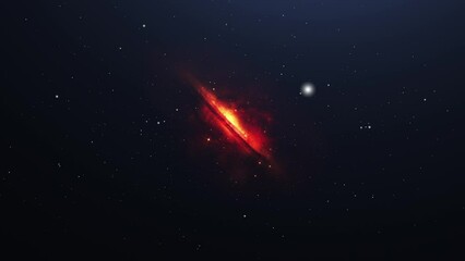 Poster - 4k red galaxy in space background.
