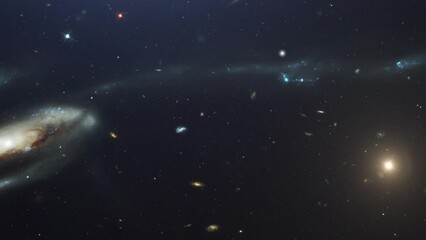 Poster - stars and galaxies are scattered in space 4k.