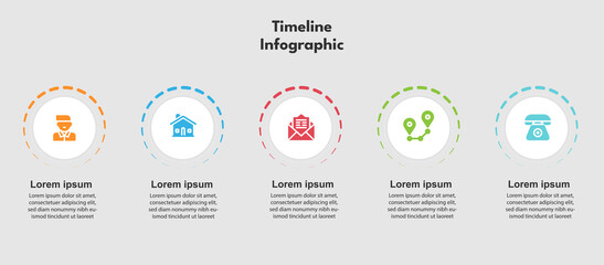 Creative timeline infographic design template. 5 steps.eps