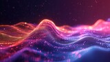 Fototapeta  - purple and blue particles as sound wave, abstract background
