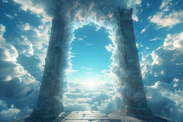 Wall Mural - warm and feel good heaven gate. generative ai