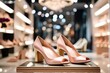 © WrongWay - Women shoe store and accessories luxury fashion store interior, spotlight, bokeh blurred background