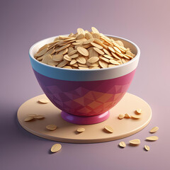 Wall Mural - Flat Pop Illustration - Hearty Oats in a Bowl on Gradient Background Gen AI