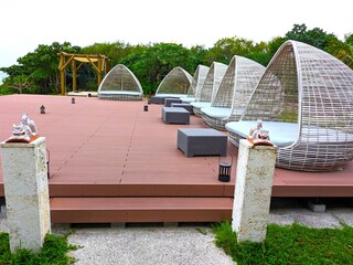 Wall Mural - the comfortable seaside terrace in okinawa JAPAN 