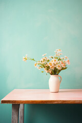 Wall Mural - Flowers in vase on table in coffee shop