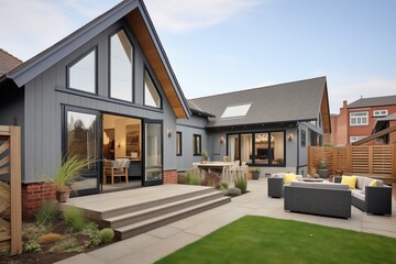 Wall Mural - rear angle showing a tudor houses modern annex with patio