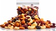 isolated glossy pouch with fruit amp nut mix    