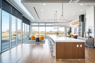 Wall Mural - prairie modern office, floor to ceiling ribbon windows