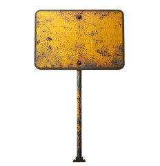 Wall Mural - Blank old yellow road sign isolated on transparent background