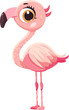Cartoon flamingo isolated on transparent background. PNG