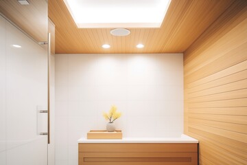 Wall Mural - sleek, minimalist sauna with backlit panels