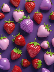 Wall Mural - Vibrant Strawberry Pop Art Illustration on Gradient Background Gen AI