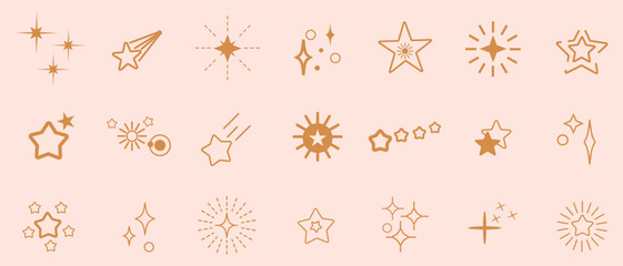Wall Mural - stars line art icon. vector four-pointed star for logo, social media stories