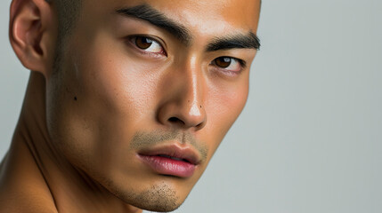 Sticker - Portrait of asian man. Fashion model. 