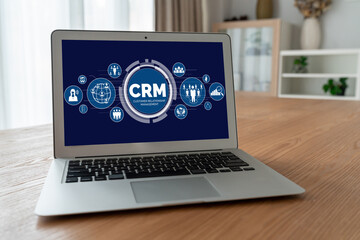 Customer relationship management system on modish computer for CRM business and enterprise