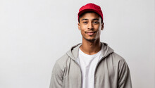 Young Man Wearing A Dad Hat Isolated On A White Background
