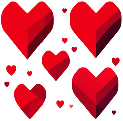 Wall Mural - red and white hearts