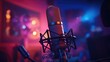 © Natalia - A microphone in a recording studio. Generative AI.