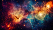 the colorful nebula with orange blue and red colors