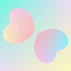Wall Mural - Two Pastel Hearts Background In Pink And Blue Gradient