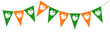St Patrick Day green bunting pennants with clover symbol, flags garland, Irish holiday, panoramic decorative vector element for greeting card, poster, banner