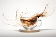 © Nadia - a cup filled with liquid sitting on top of a saucer with a liquid splashing out of the cup.
