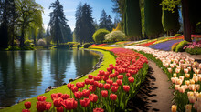  Immerse Yourself In The Allure Of The Canada Tulip Festival, With Visitors Enjoying The Serene And Vibrant Tulip Gardens, Creating A Harmonious Blend Of Nature's Beauty And Human Appreciation, Portra