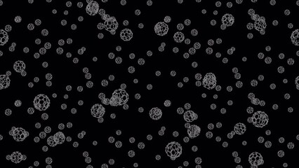 Graphene bucky ball Fullerene molecule LOOP TILE Falling with alpha. This nano technology buckyball 3d animation with an alpha channel is loopable and tileable.