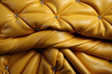 Wall Mural -  a close up of a yellow leather upholster with a diamond studded design on the center of the upholster.