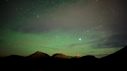Poster - time lapse of stars over karoo landscape with a transmission tower with red lights in background