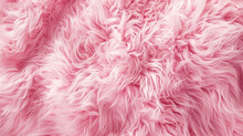 Detail Of Abstract Texture Background With Sweet Pink Fur, Background Of Artificial Fuzzy Fur In Pink Color, Beautiful Close Up Of Light Pink Fake Fur Background For Decoration