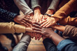 © ako-photography - Group of young people holding hands together. Teamwork concept. Close up.